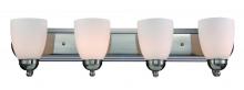  3504-1 BN - Clayton Reversible Mount, 4-Light Armed Vanity Wall Light, with Glass Bell Shades